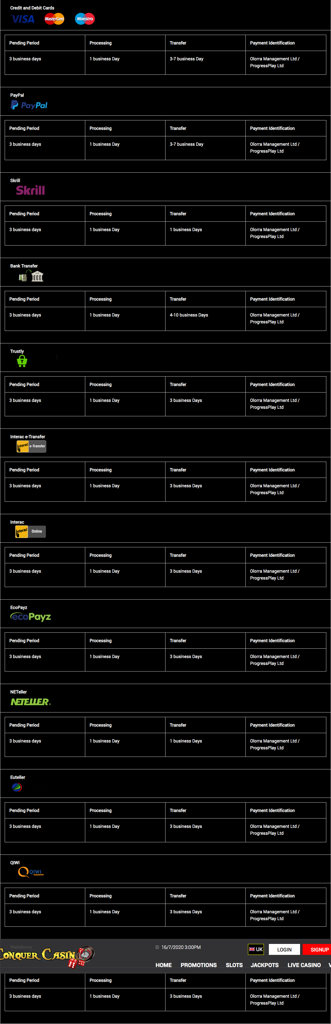 Conquer Casino Withdrawal Methods