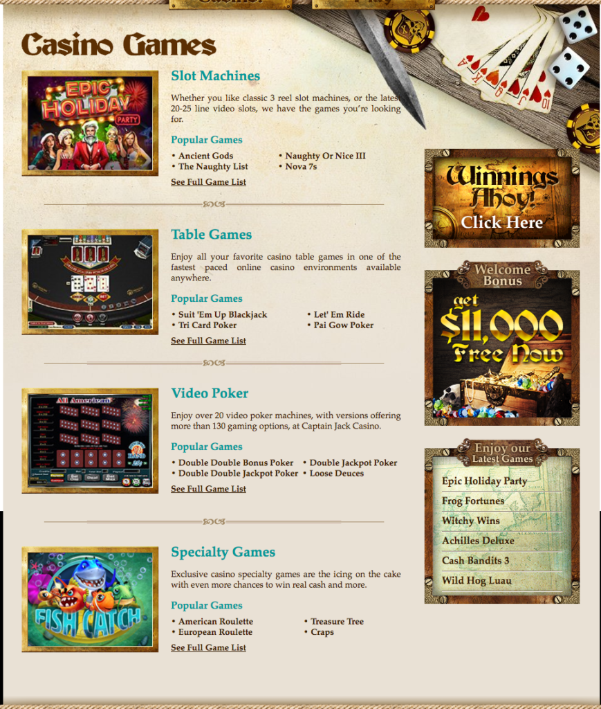 Captain Jack Casino Games