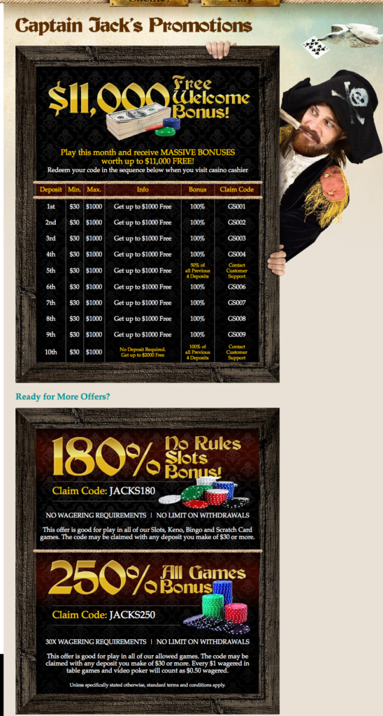 Captain Jack Casino Promotions